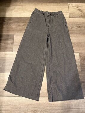 Wide Leg Gray Denim Like Pants - Lite Weight